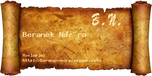 Beranek Nóra névjegykártya